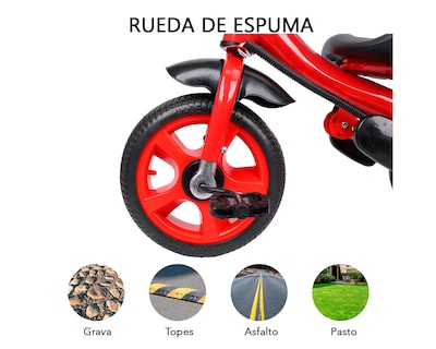 Foto 4 | Triciclo 2 En 1 Con Barra De Empuje Basitex Color Rojo