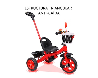 Foto 6 | Triciclo 2 En 1 Con Barra De Empuje Basitex Color Rojo