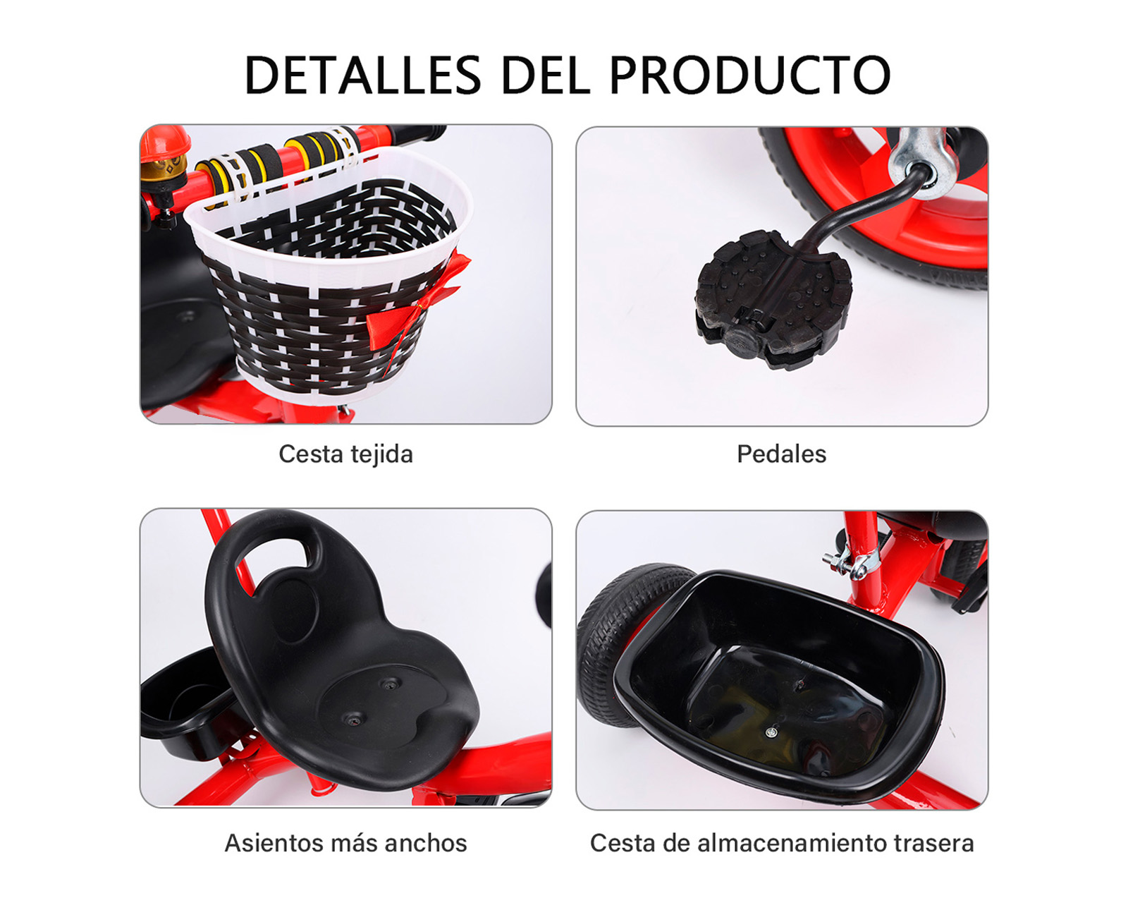 Foto 7 | Triciclo 2 En 1 Con Barra De Empuje Basitex Color Rojo