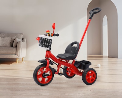 Foto 8 | Triciclo 2 En 1 Con Barra De Empuje Basitex Color Rojo