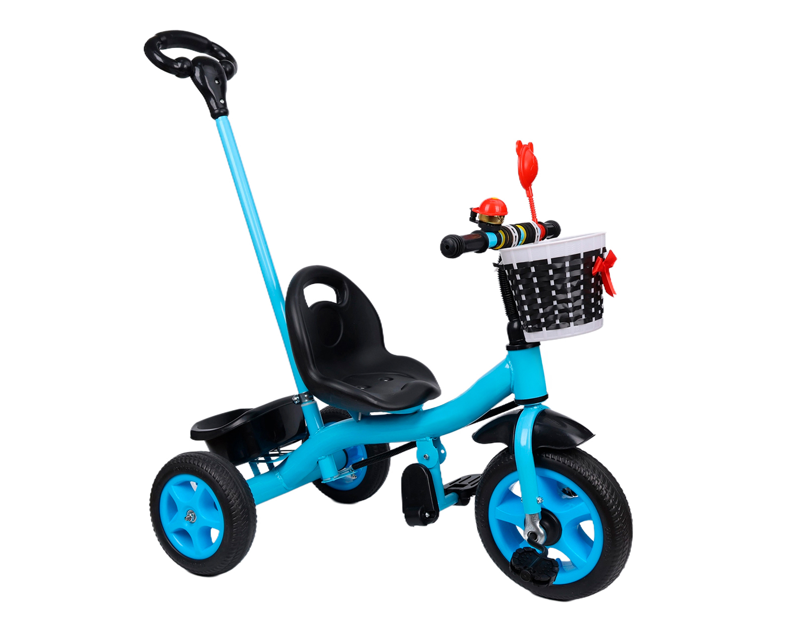 Triciclo 2 En 1 Con Barra De Empuje Basitex Color Azul
