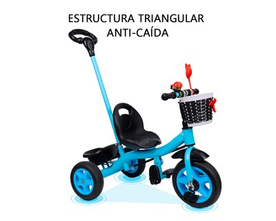 Foto 5 | Triciclo 2 En 1 Con Barra De Empuje Basitex Color Azul