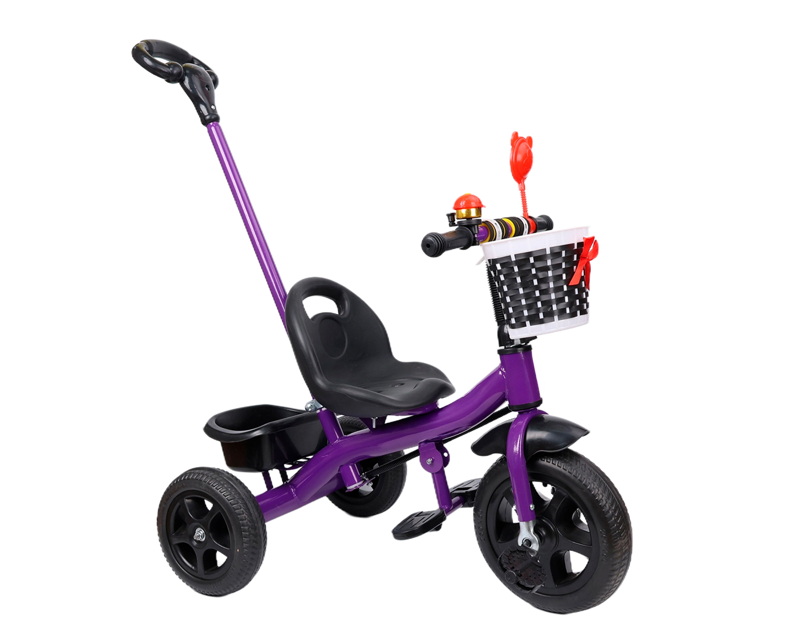 Triciclo 2 En 1 Con Barra De Empuje Basitex Color Morado