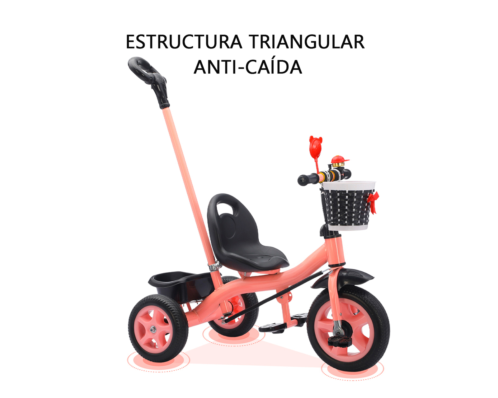 Foto 6 | Triciclo 2 En 1 Con Barra De Empuje Basitex Color Rosa
