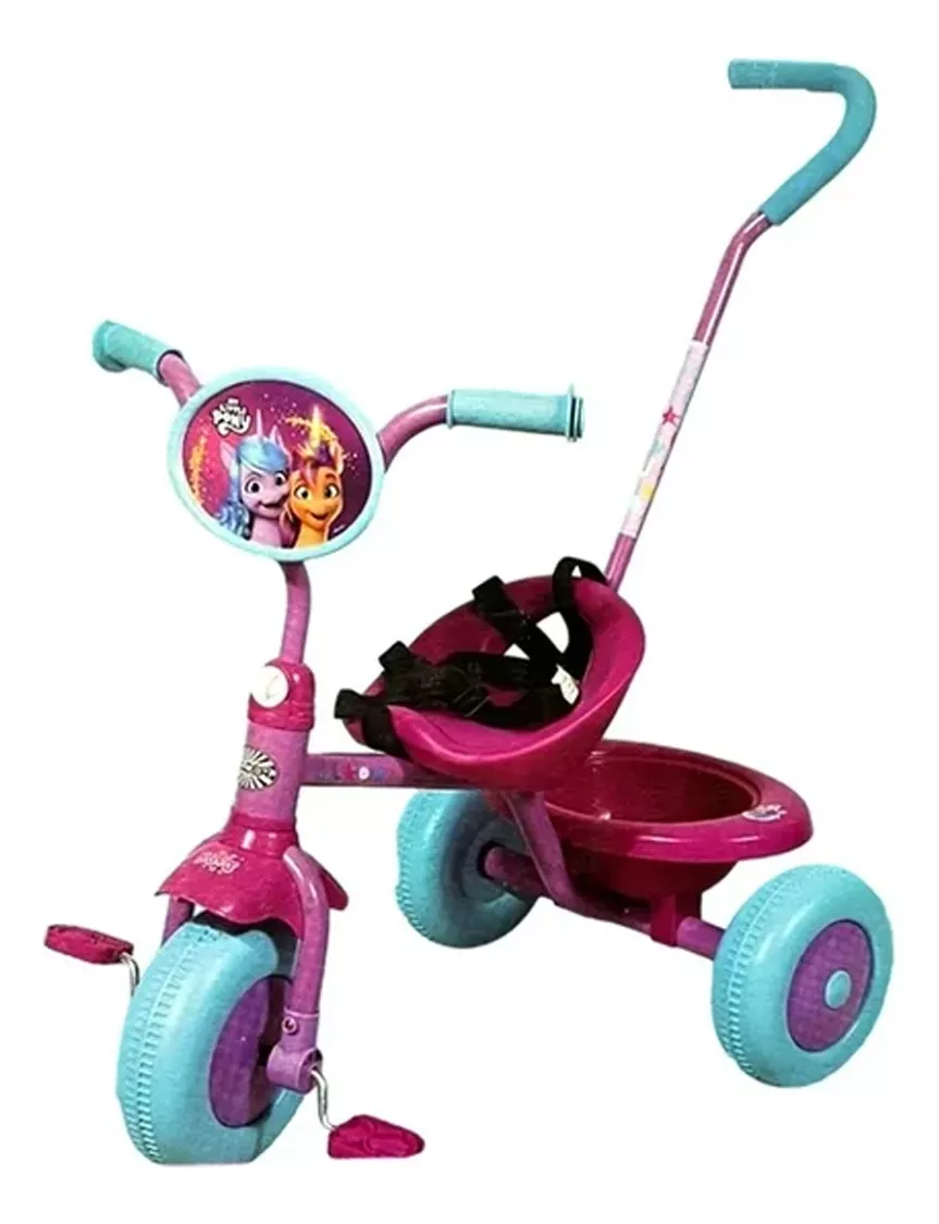 Foto 2 pulgar | Triciclo Infantil Para Niños My Little Pony My Toy Mark Color Rosa Con Canasto Y Barra De Empuje