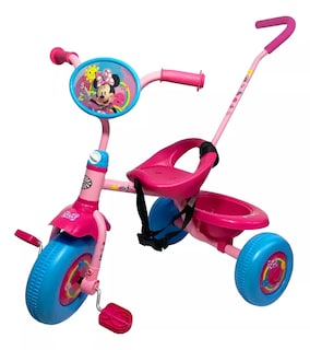 Foto 1 | Triciclo Infantil Para Niños Minnie Toy Mark Color Rosa Con Canasto Y Barra De Empuje