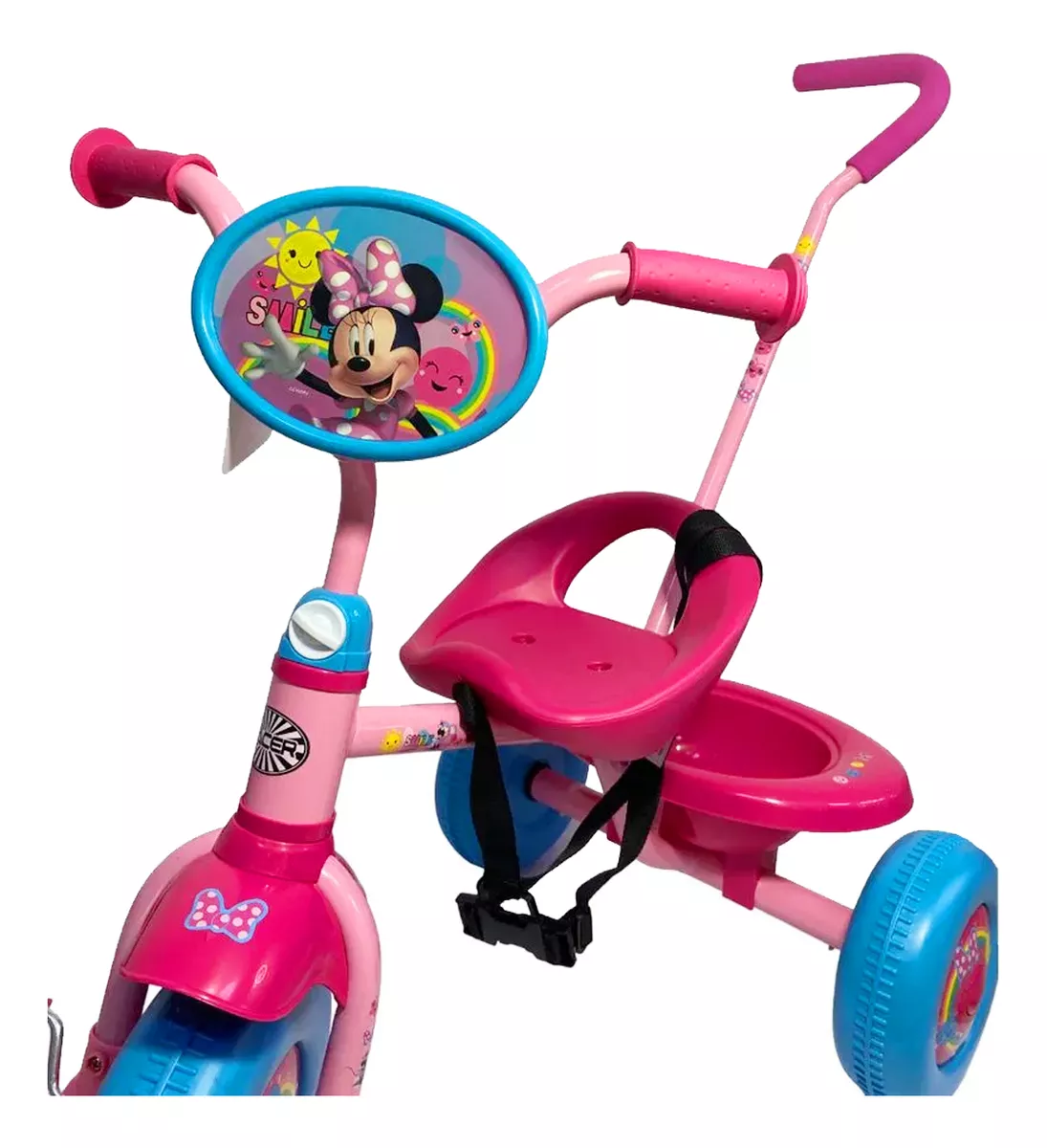 Foto 4 pulgar | Triciclo Infantil Para Niños Minnie Toy Mark Color Rosa Con Canasto Y Barra De Empuje