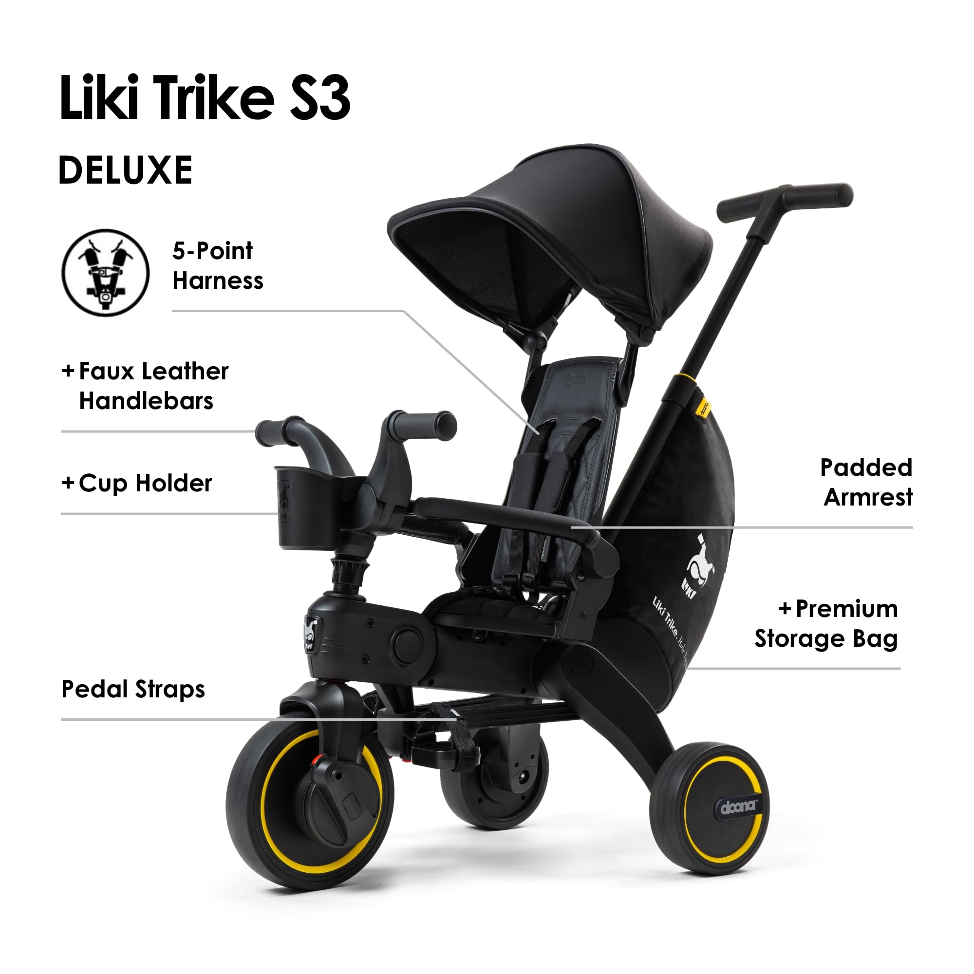 Foto 3 pulgar | Triciclo Doona Liki Trike Midnight Edition 5 En 1 De 10 A 36 Meses - Venta Internacional.