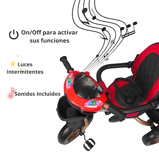 Foto 2 | Triciclo Infantil Tipo Carriola Con Bastón Ajustable Luz Y Sonido - Rojo