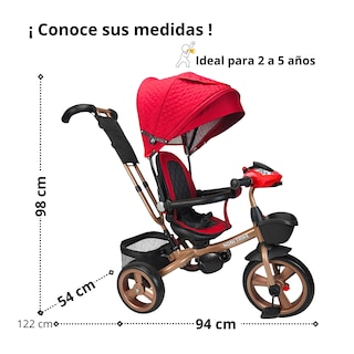 Foto 6 | Triciclo Infantil Tipo Carriola Con Bastón Ajustable Luz Y Sonido - Rojo