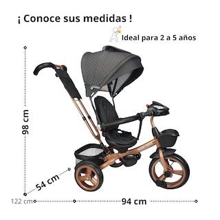 Foto 6 | Triciclo Infantil Tipo Carriola Con Bastón Ajustable Luz Y Sonido - Negro