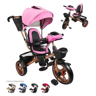 Foto 1 | Triciclo Infantil Tipo Carriola Con Bastón Ajustable Luz Y Sonido - Rosa