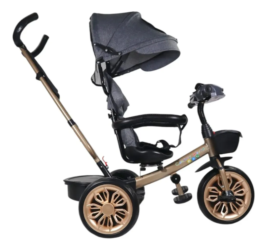 Foto 4 pulgar | Triciclo Para Niños Confety Polo Trs-201 Usb Y Bluetooth Gris