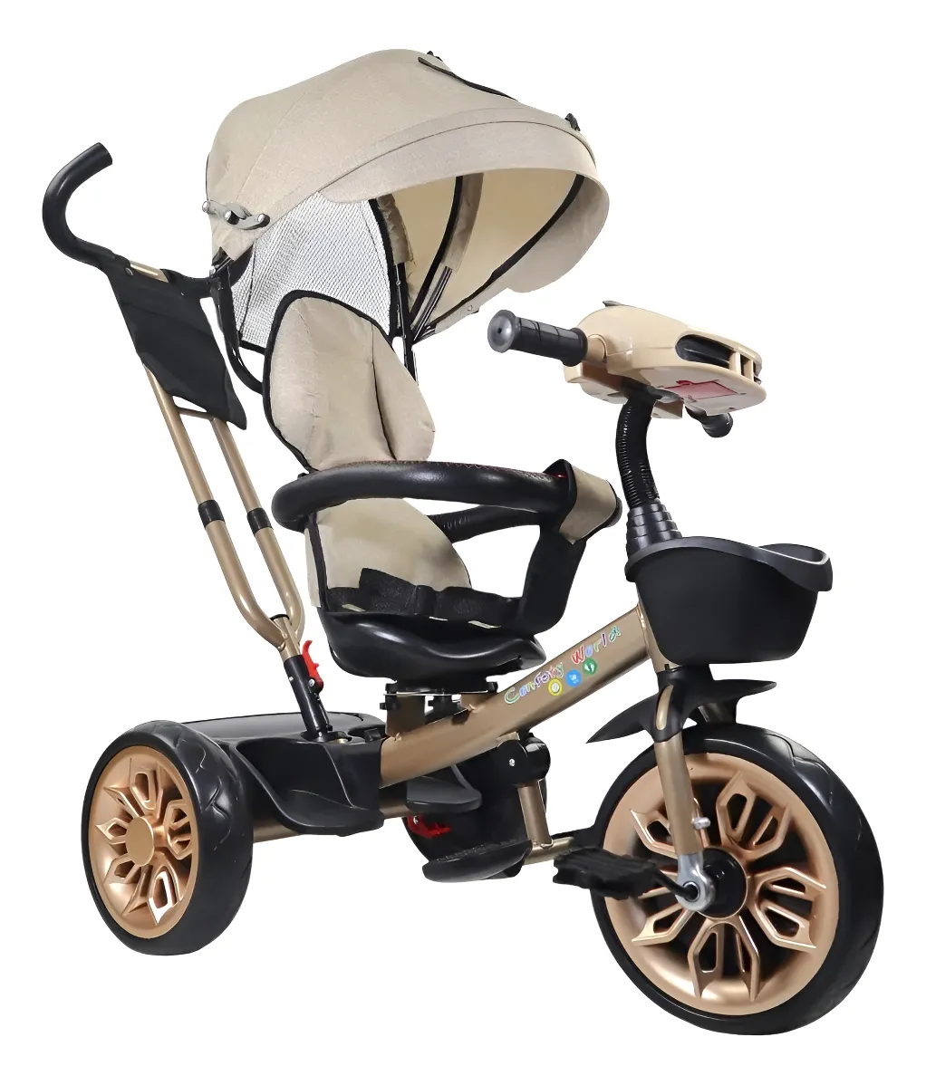 Foto 2 pulgar | Triciclo Para Niños Confety Polo Trs-201 Usb Y Bluetooth Beige