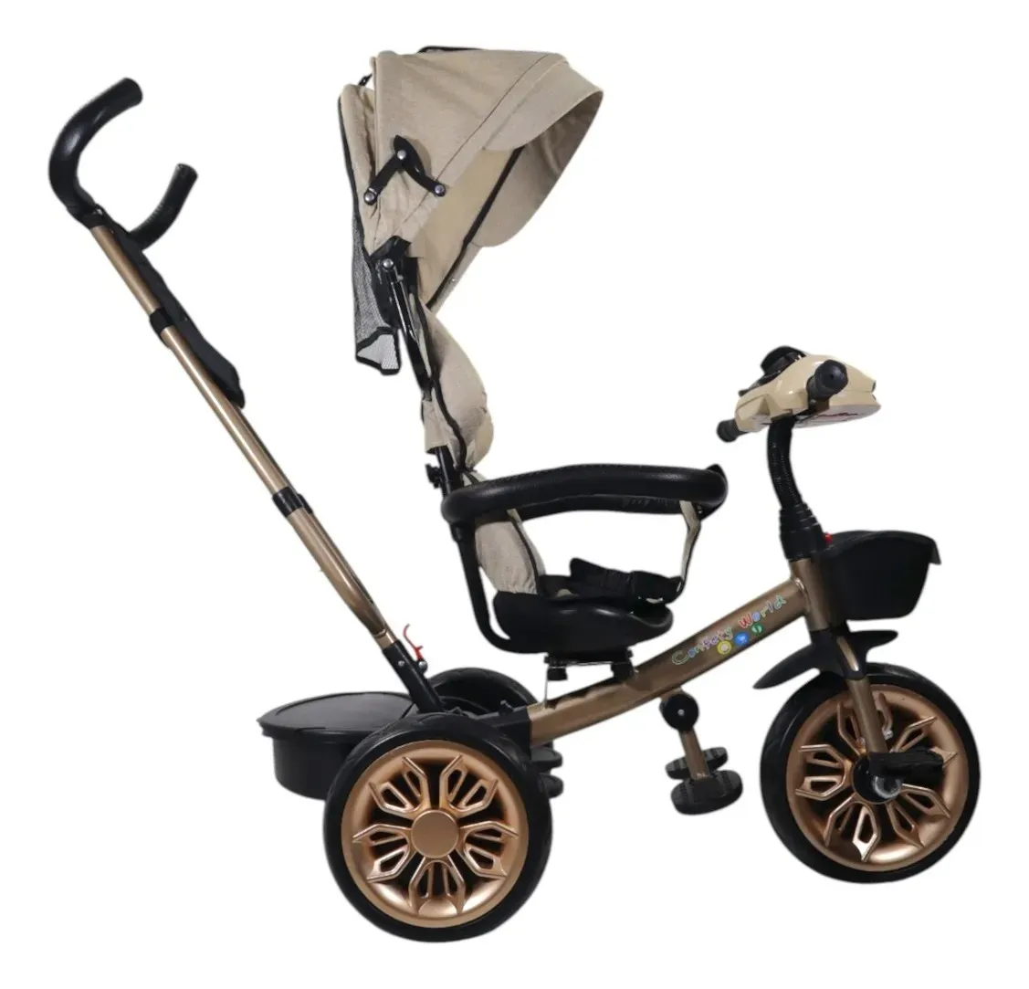 Foto 3 pulgar | Triciclo Para Niños Confety Polo Trs-201 Usb Y Bluetooth Beige