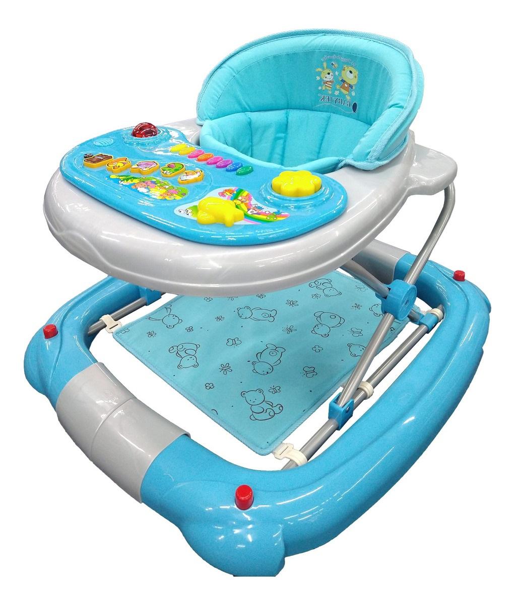 Andadera Mecedora Generica color Azul 2 en 1 para Bebé Tablero Musical Tapete