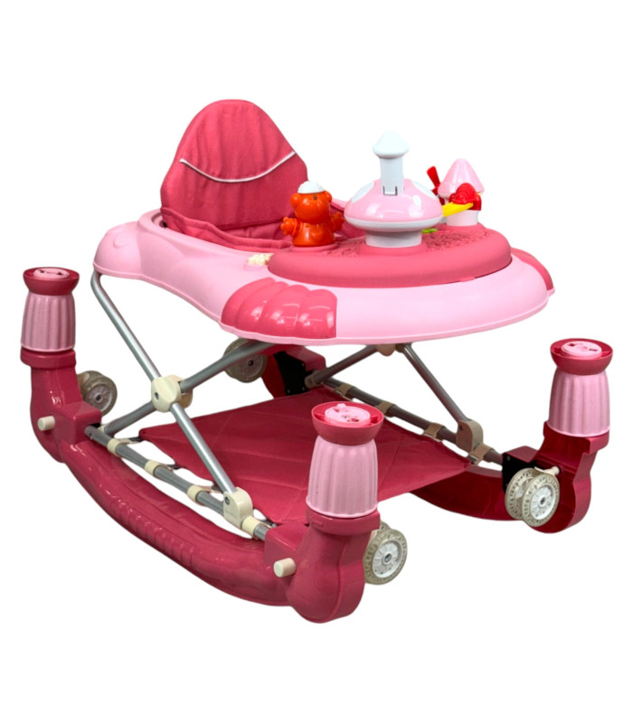Foto 4 | Andadera para Bebé Generica color Rosa Plegable 3en1 Juguetero Musical Mecedora Hongo