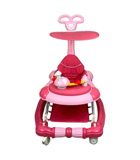 Foto 7 | Andadera para Bebé Generica color Rosa Plegable 3en1 Juguetero Musical Mecedora Hongo