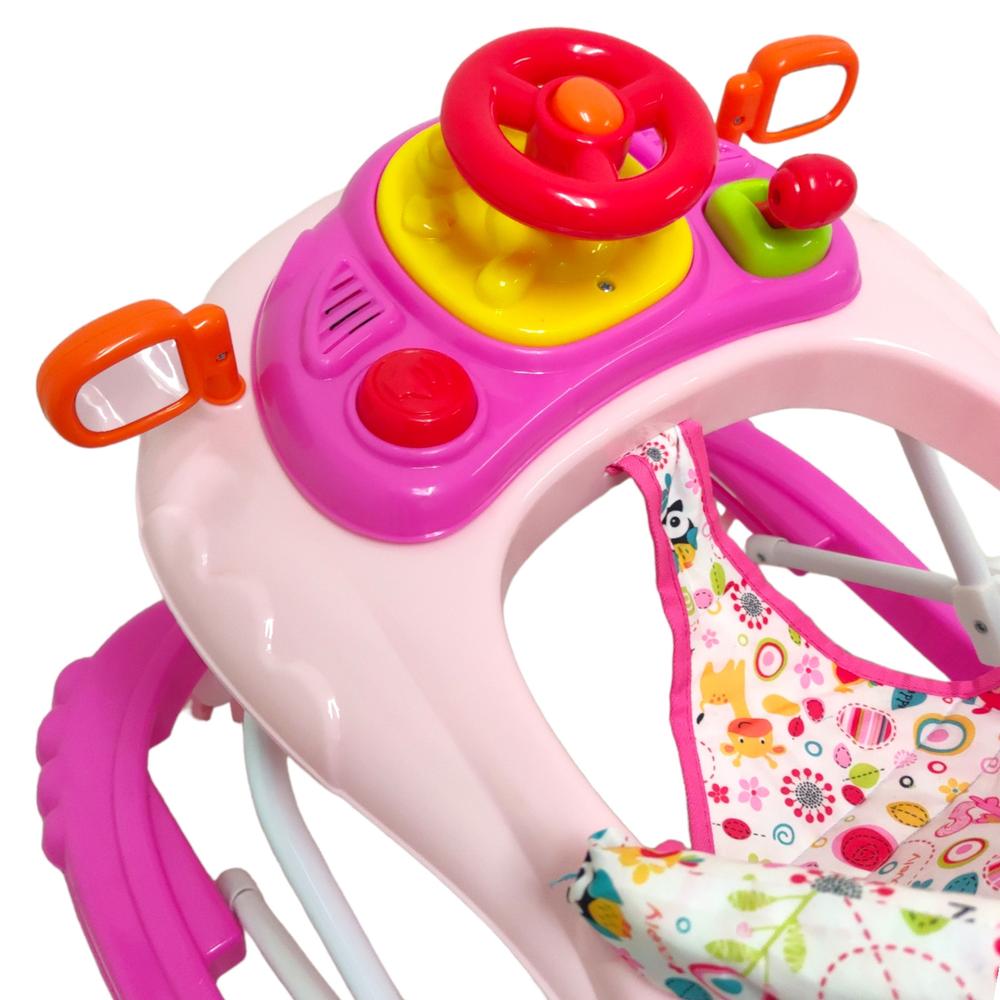 Foto 4 pulgar | Andadera para Bebé 190A-VOLANTE color Rosa Volante con 8 Llantas Tablero con Sonido