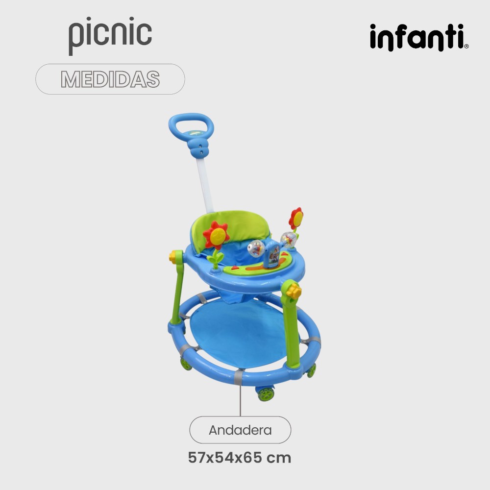 Foto 7 pulgar | Infanti Andadera Picnic Plegable Con Barra De Empuje Azul