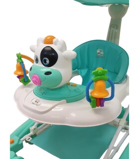 Foto 4 | Andadera Mecedora Musical TK-101 color Verde con Llantas de Gel Bastón Toldo Diseño de Vaca