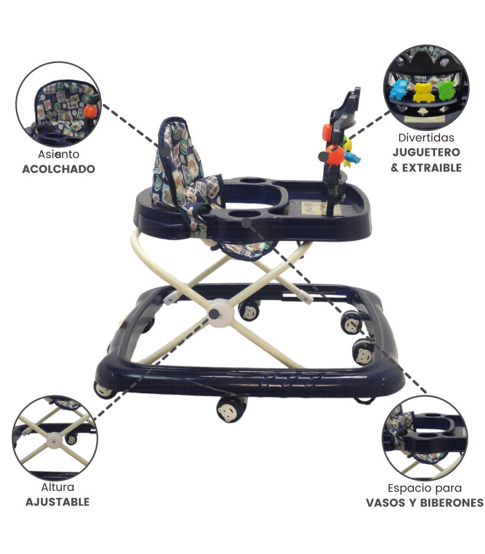 Foto 3 pulgar | Andadera para Bebé TEK-826-AZULMAR color Azul con Juguetero y Musical