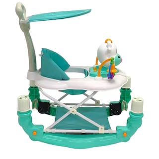 Foto 3 | Andadera Baby Tek Vaquita Musical Mecedora con Toldo y Bastón color Aqua