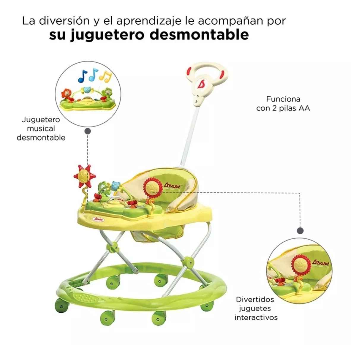 Foto 3 | Andadera D Bebé Sun Musical con Bastón Verde