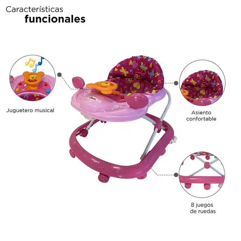 Foto 4 pulgar | Andadera Para Bebé D'bebé Piccola Rosa