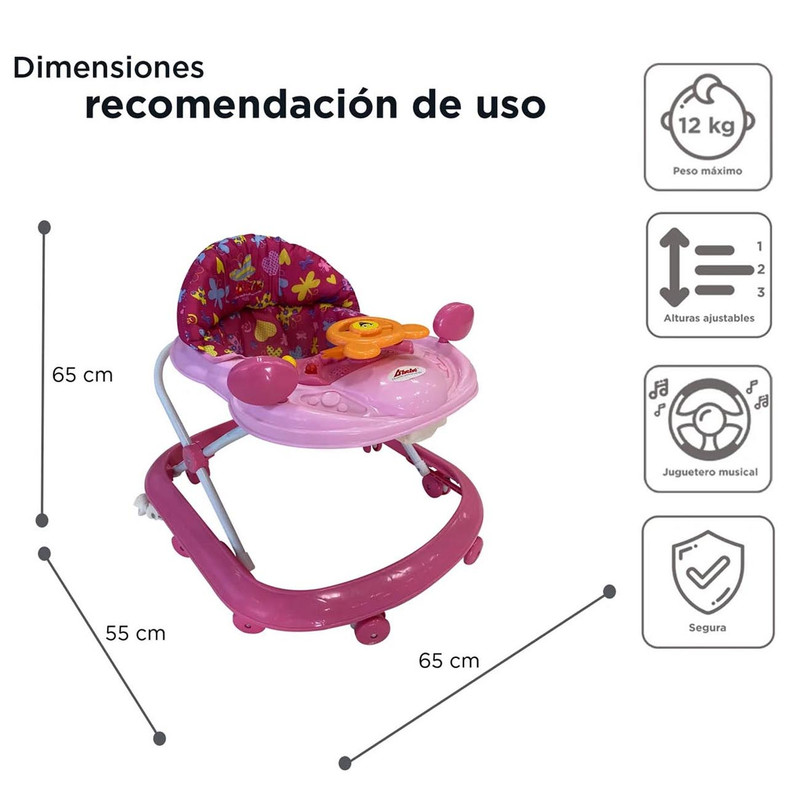 Foto 5 pulgar | Andadera Para Bebé D'bebé Piccola Rosa