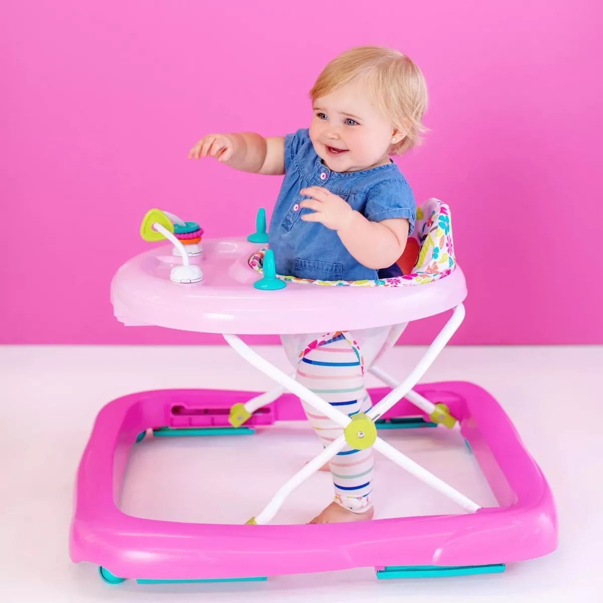 Foto 4 pulgar | Andadera Bright Starts Floral Friends Freno Rosa