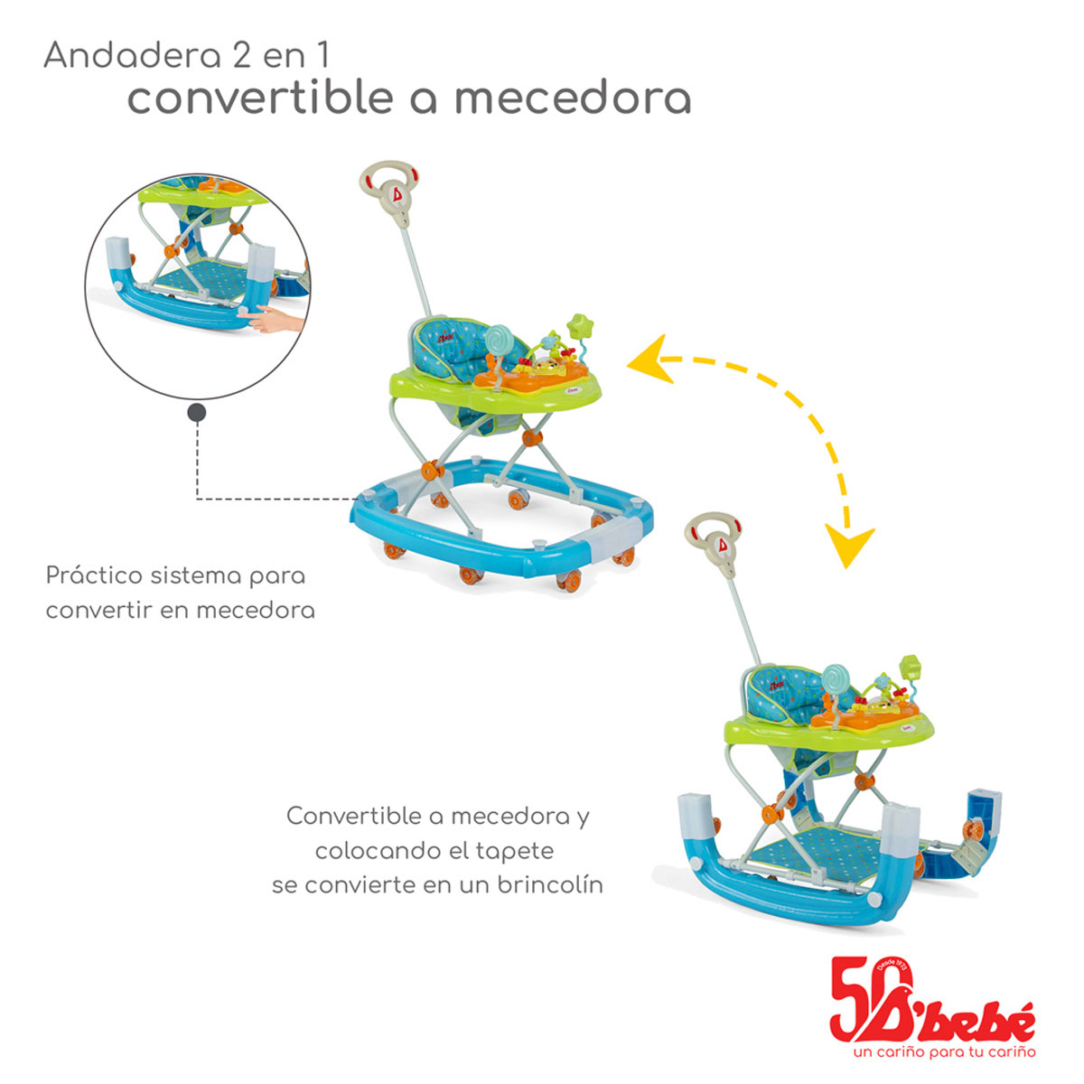 Foto 3 | Andadera Mecedora D'bebé  Rocking Pop Verde