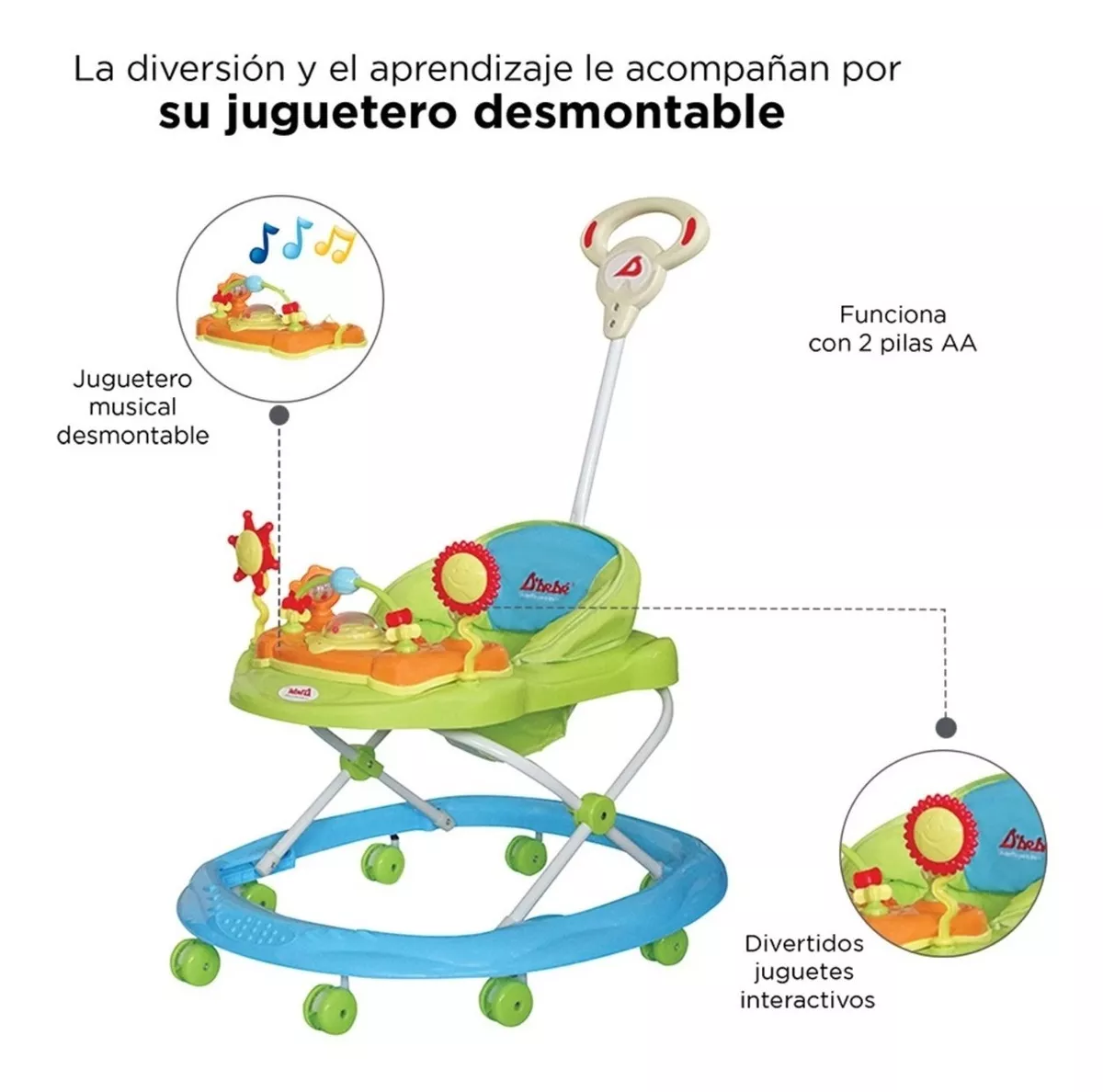 Foto 3 | Andadera D'Bebé Sun Multicolor Musical con Bastón