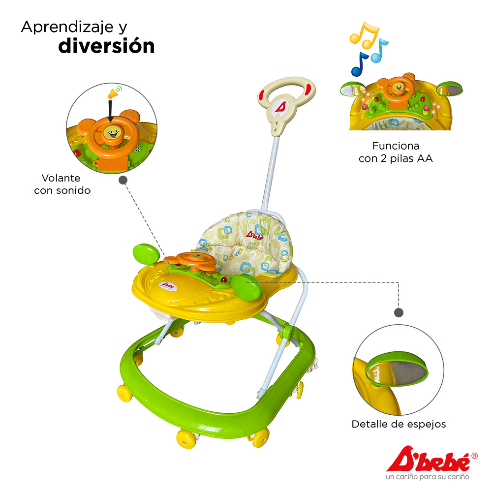 Foto 4 pulgar | Andadera D'Bebé Play Verde con Amarillo