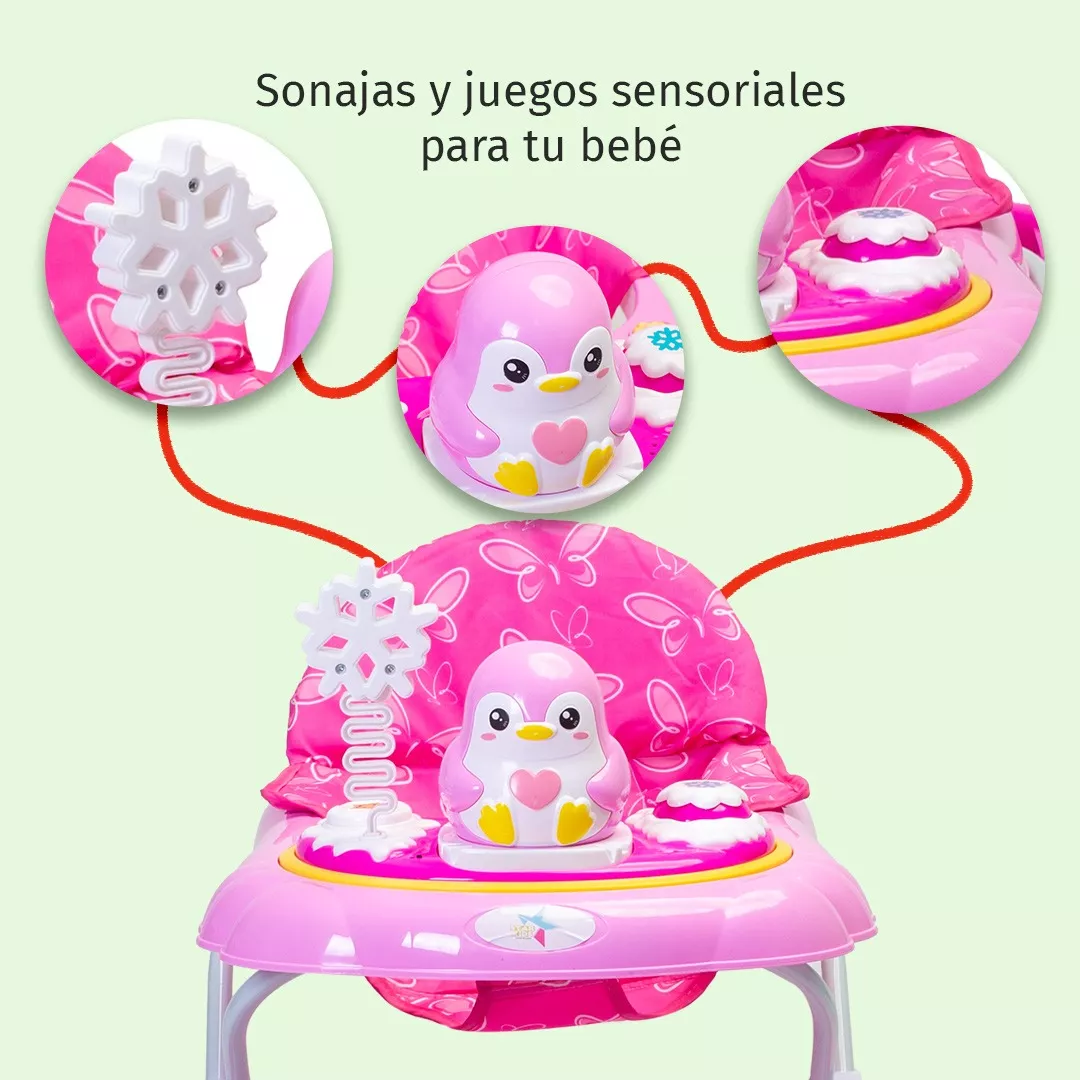 Foto 3 pulgar | Andadera para Bebé Starkids Rosa con Llantas 360°