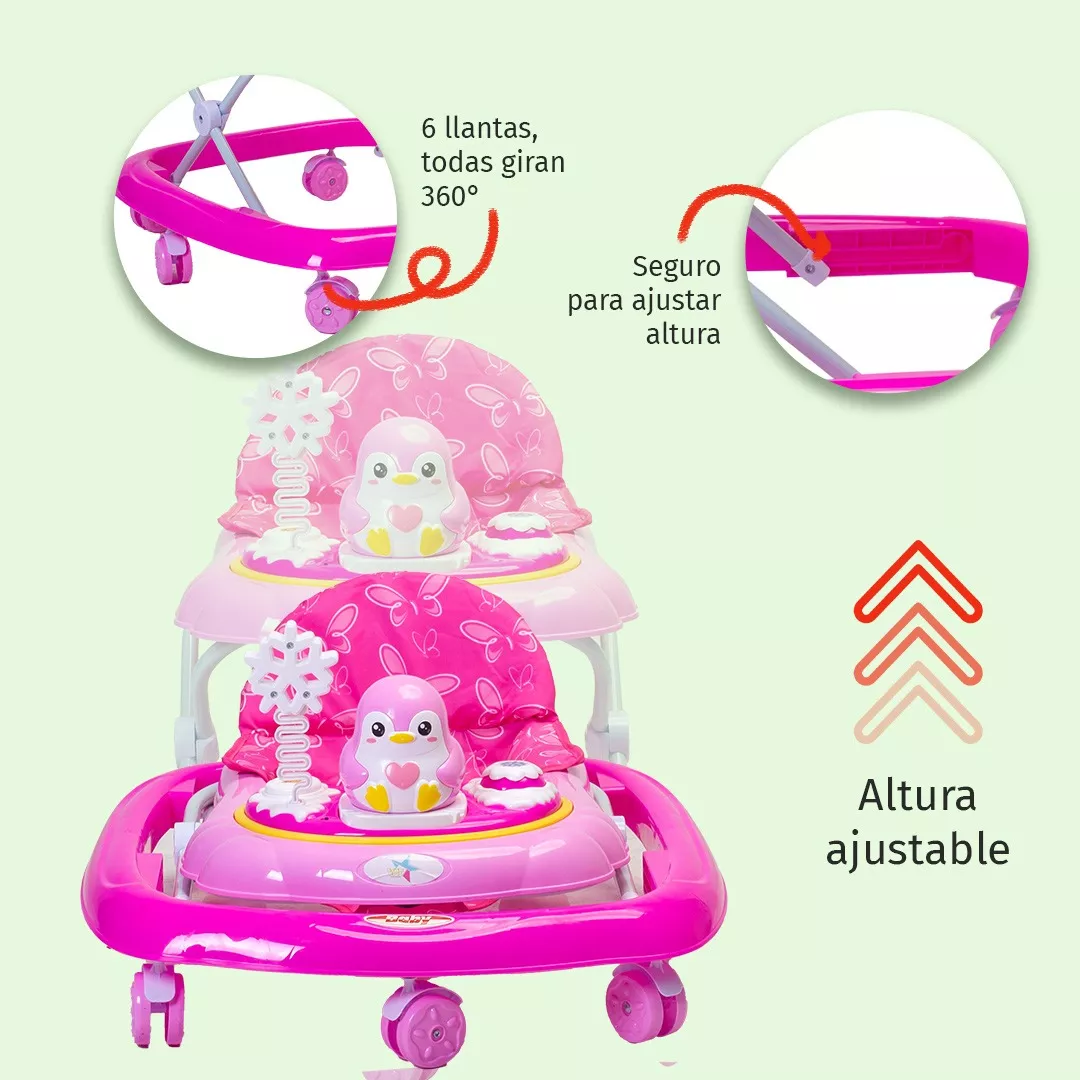 Foto 5 pulgar | Andadera para Bebé Starkids Rosa con Llantas 360°