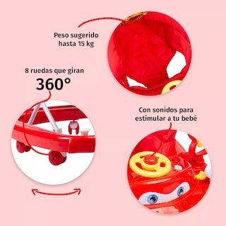 Foto 4 | Andadera Aeiou Cars Rojo 3 en 1 Mecedora