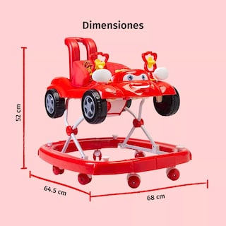 Foto 5 | Andadera Aeiou Cars Rojo 3 en 1 Mecedora