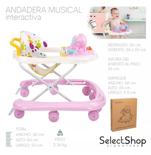 Foto 5 | Andadera Musical SelectShop Rosa para Bebé