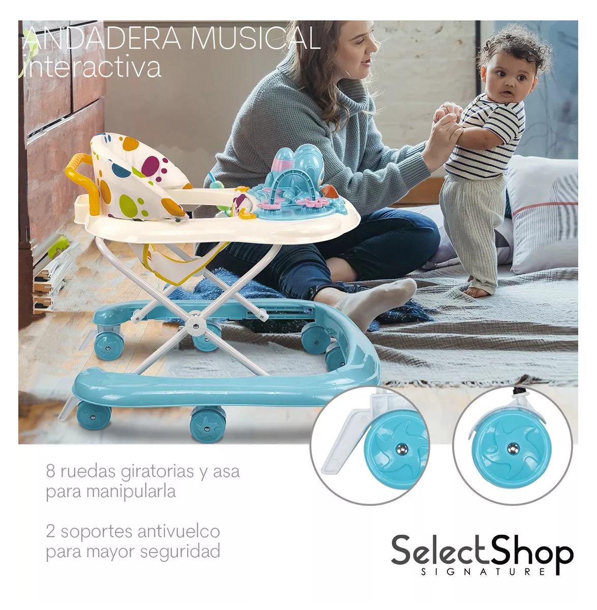 Foto 4 pulgar | Andadera Musical SelectShop Azul para Bebé