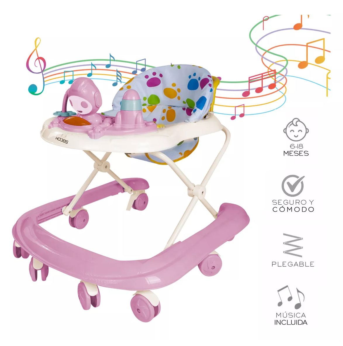 Foto 5 | Andadera Musical Plegable Para Bebe Juguete Educativo Interactiva Rosa