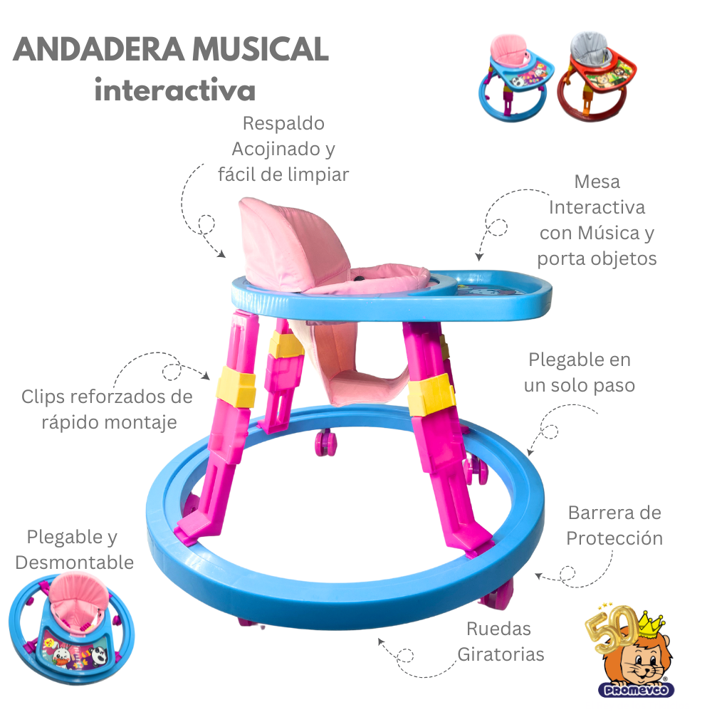 Foto 5 | Andadera Musical Interactiva Promeyco Rosa Unicornio