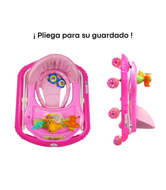 Foto 5 pulgar | Andadera Para Bebe Plegable, Andador 8 Llantas De Gel Ballena - Rosa