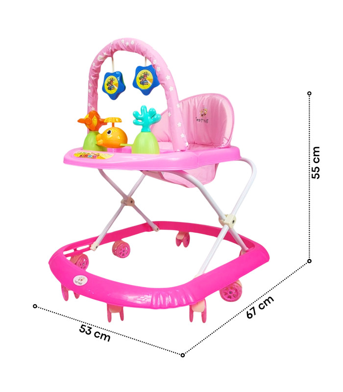 Foto 5 | Andadera Para Bebe Plegable, Andador 8 Llantas De Gel Ballena - Rosa
