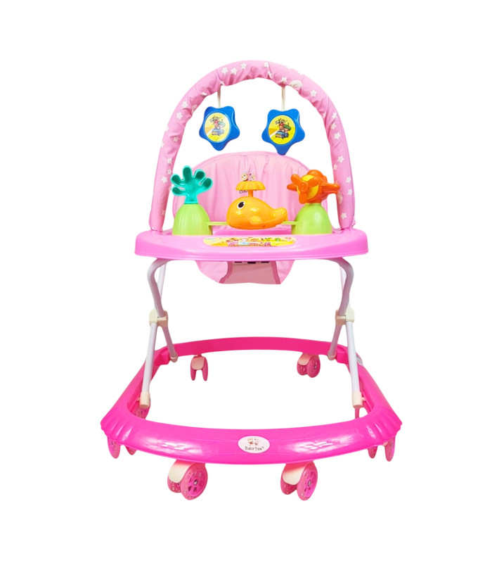 Foto 8 | Andadera Para Bebe Plegable, Andador 8 Llantas De Gel Ballena - Rosa