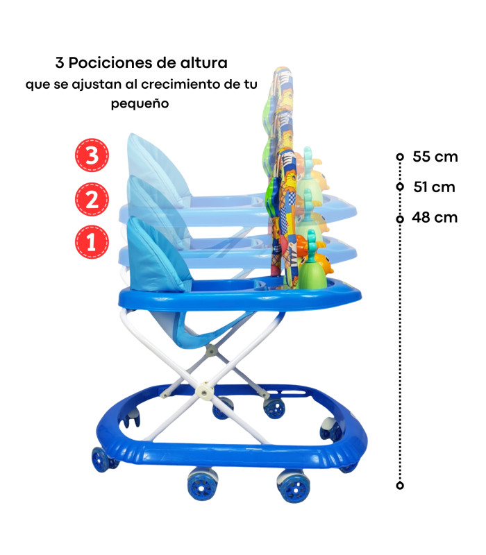 Foto 4 pulgar | Andadera Para Bebe Plegable, Andador 8 Llantas De Gel Ballena - Azul