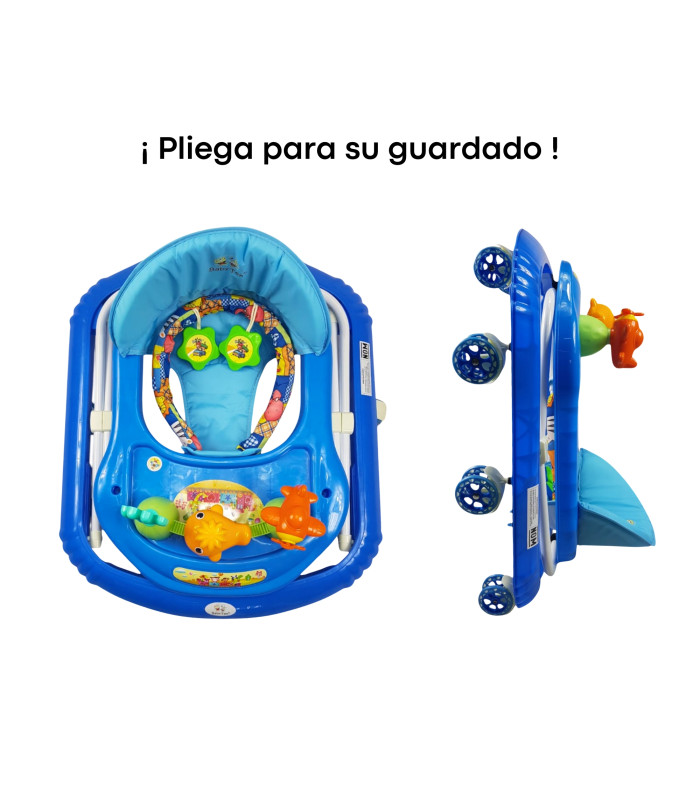 Foto 5 pulgar | Andadera Para Bebe Plegable, Andador 8 Llantas De Gel Ballena - Azul