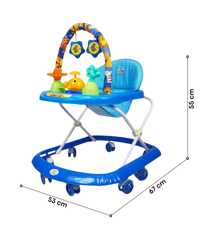 Foto 5 | Andadera Para Bebe Plegable, Andador 8 Llantas De Gel Ballena - Azul
