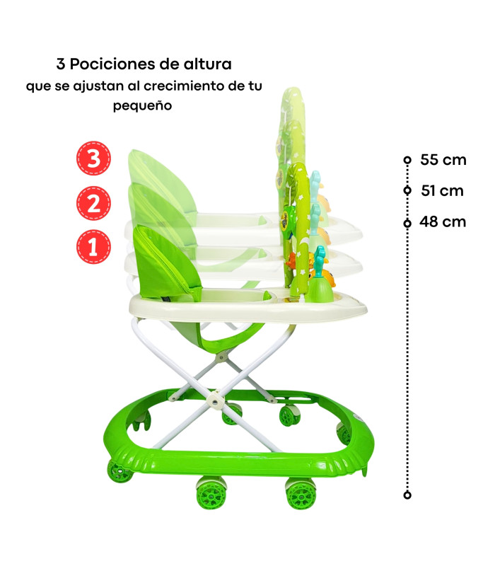 Foto 4 pulgar | Andadera Para Bebe Plegable, Andador 8 Llantas De Gel Ballena - Verde