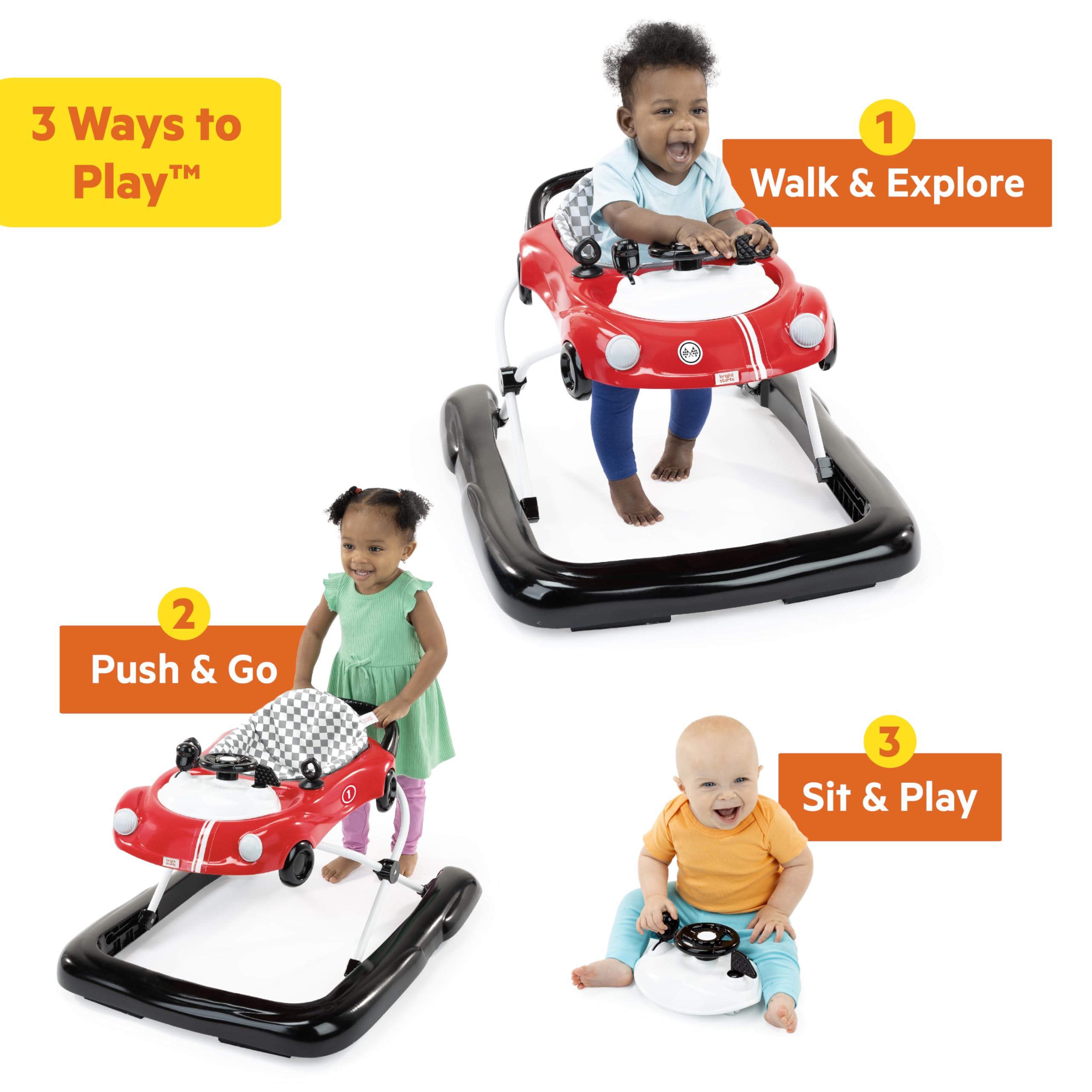 Foto 3 pulgar | Auto 3 En 1 Walker Bright Starts Little Speedster Red Racer - Venta Internacional.